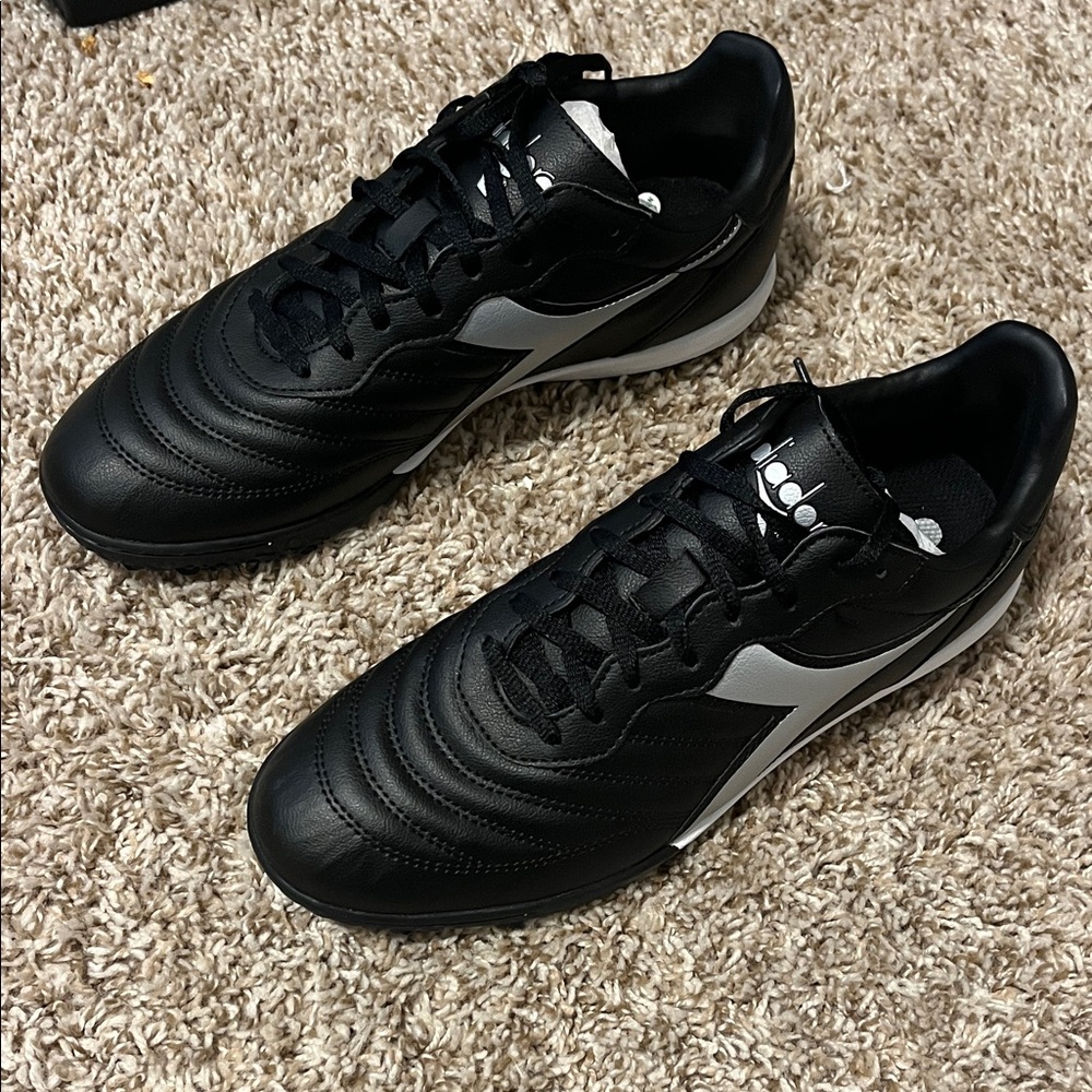Diadora Men's Black and White turf soccer shoes